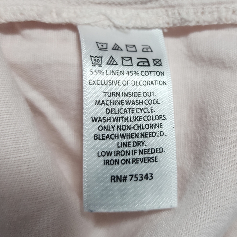 RACHEL ZOE Size Small Pink‎ Linen Cotton Balloon Sleeve Split Band V-neck Blouse - Picture 12 of 12